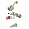 Kingston Brass Tub and Shower Faucet, Brushed Nickel, Wall Mount KBX8138DKL